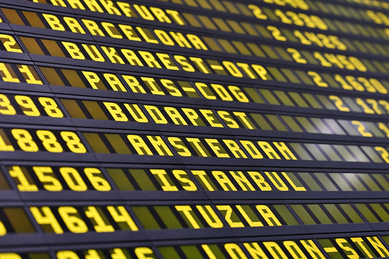 Airport departures board
